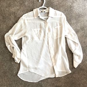 White sheer blouse.